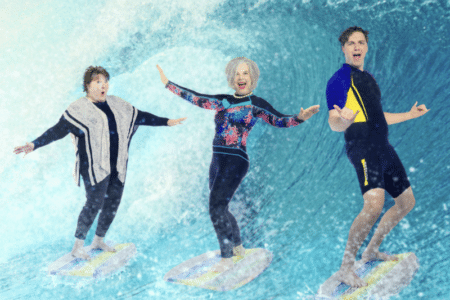 Beef & Beer (left) and Dogsnuts (center) share a wave with Blaze.